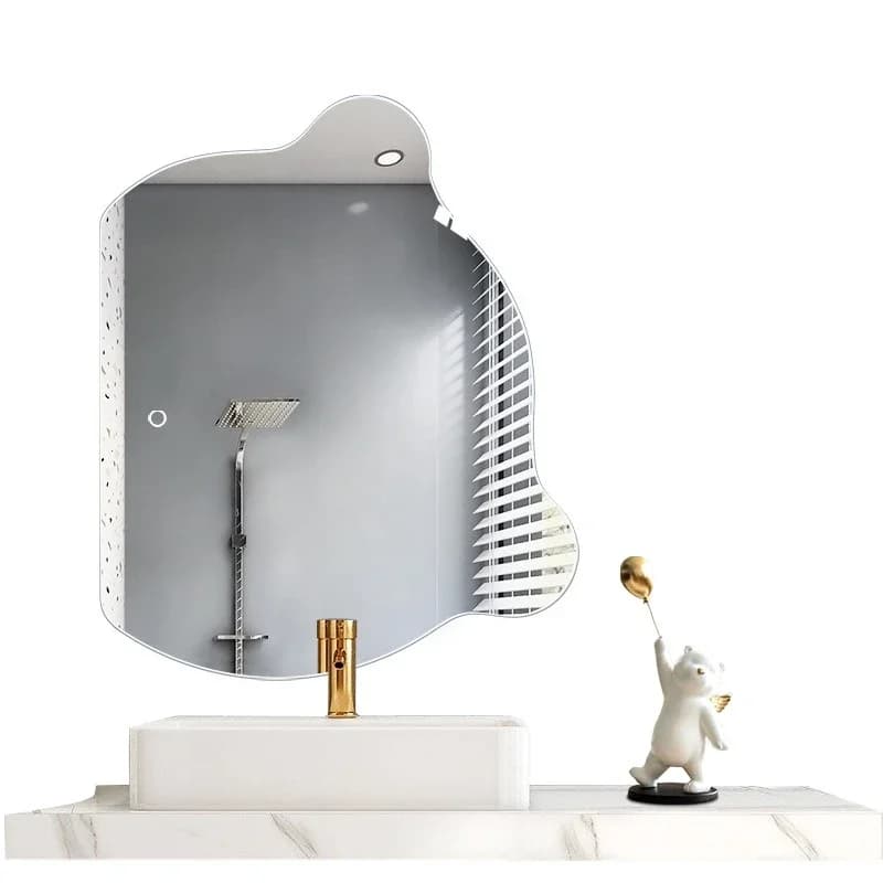 Decorazione del bagno a parete con specchio da bagno a forma speciale con orso intelligente, led