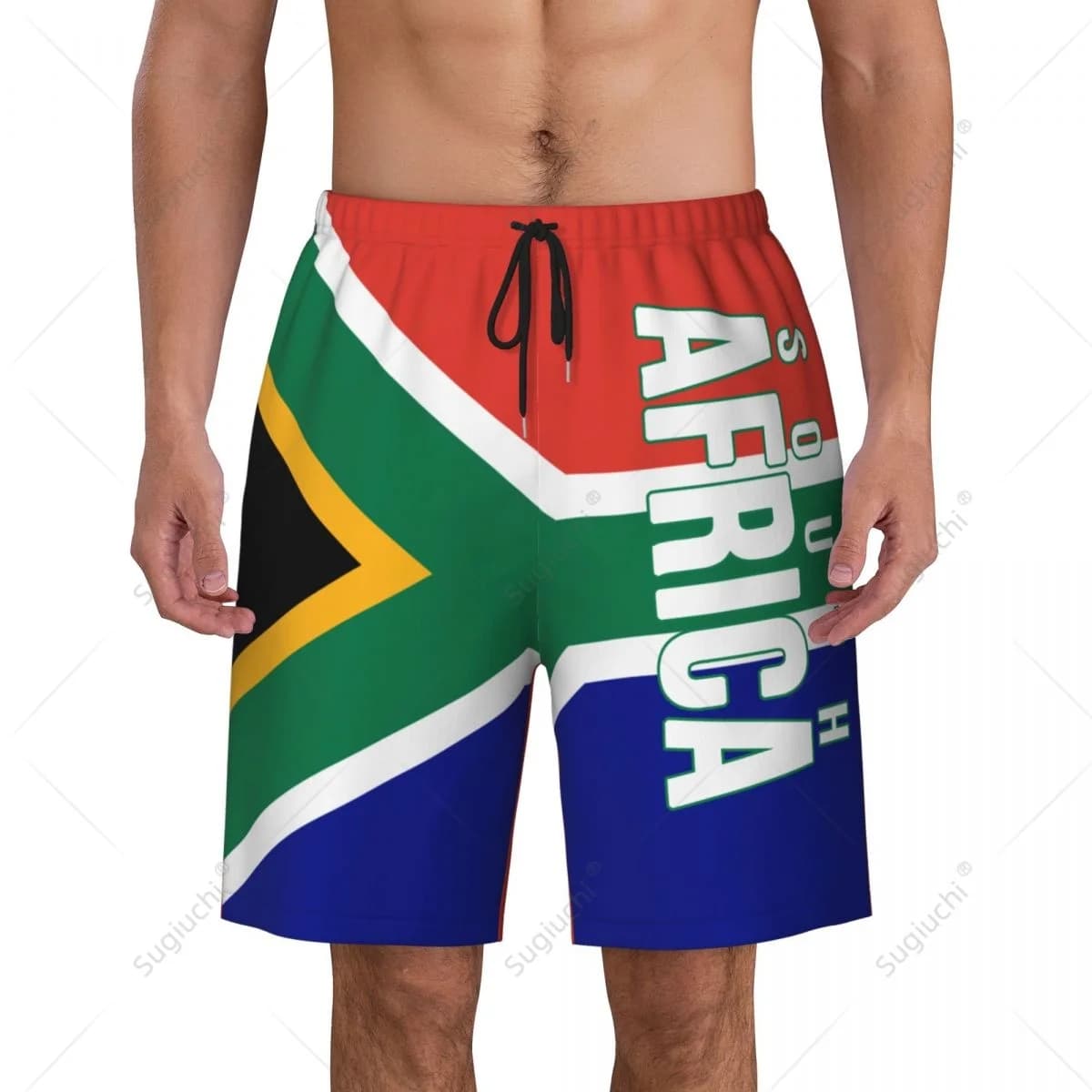 Bandiera del sud Africa da uomo (2) pantaloni da spiaggia pantaloncini da surf surf ragazzi calcio ciclismo costumi da bagno in esecuzione poliestere
