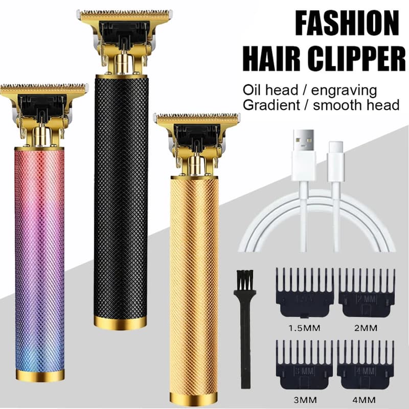 Zero Gap Hair Trimmer T9 Clipper Cordless Rechargeable Beard Shaver For Men Professional Barber Kit 4 Guide Combs USB C