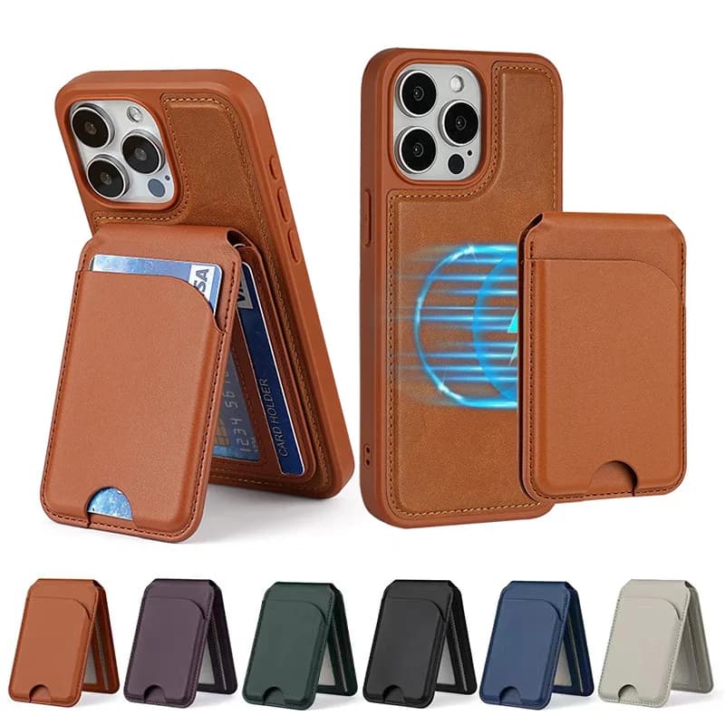 Portafoglio Magnetico per Mag-Safe con Supporto Regolabile, Porta Carte, Blocco RFID, Portafogli in Pelle Aggiornati Compatibili