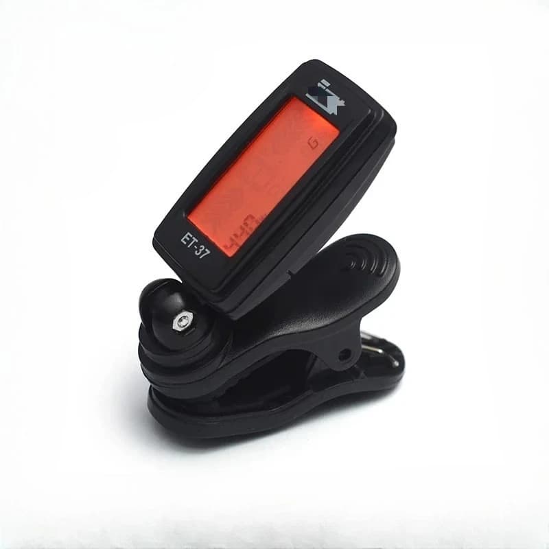 ET-37 LCD Mini accordatore per chitarra cromatica Clip-on per chitarra elettrica basso violino ukulele
