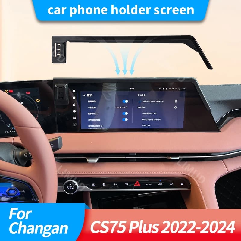 Supporto per Telefono da Auto con Schermo per Changan CS75 Plus 2022 2023 2024, Ricarica Wireless, Base a Doppio Supporto, Accessori Auto
