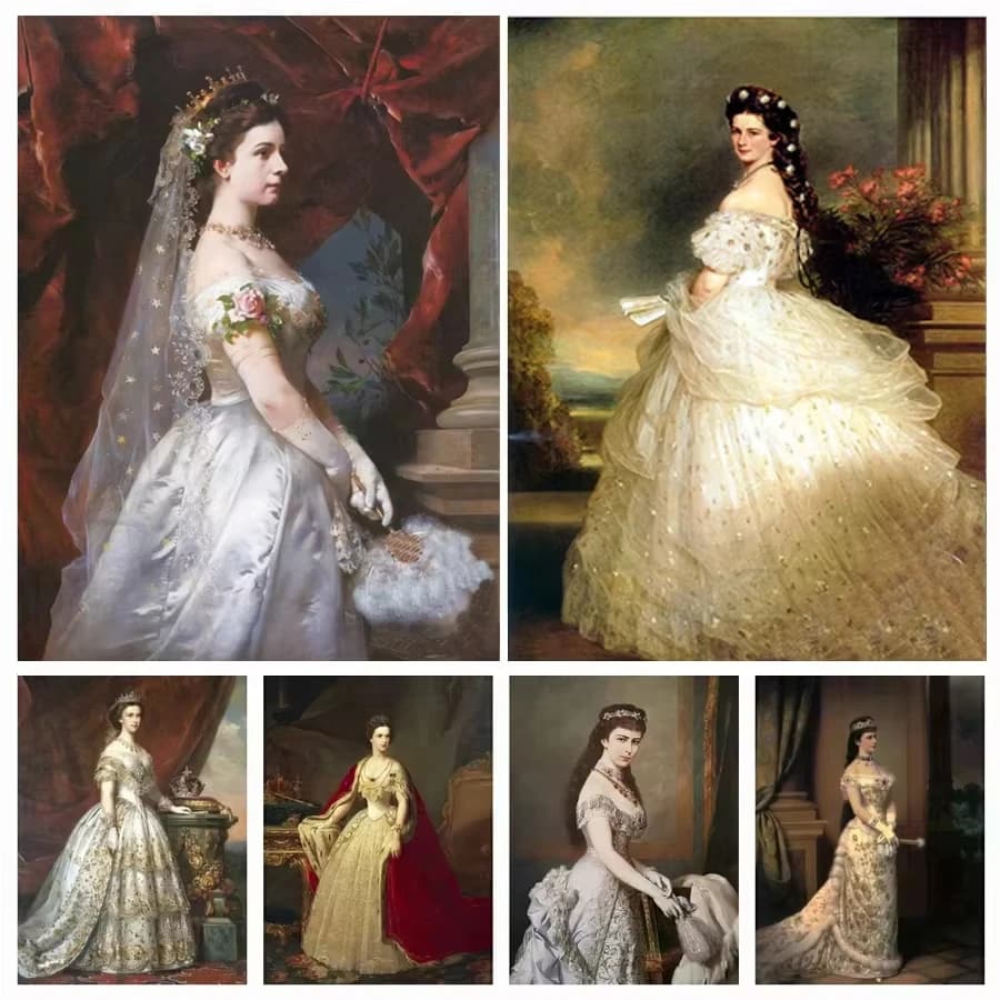 DIY Oil Painting Kit Bavarian Princess Portrait Paint by Numbers Canvas Artwork for Home Wall Decoration Gift Idea