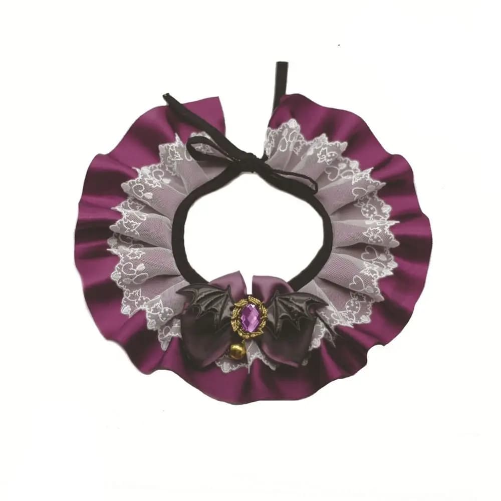 Creativo Halloween Gatto Cane Collana di pizzo Regolabile Squisito collare di pizzo per animali domestici Sciarpa con bavaglino per animali domestici carini e piccoli e medi