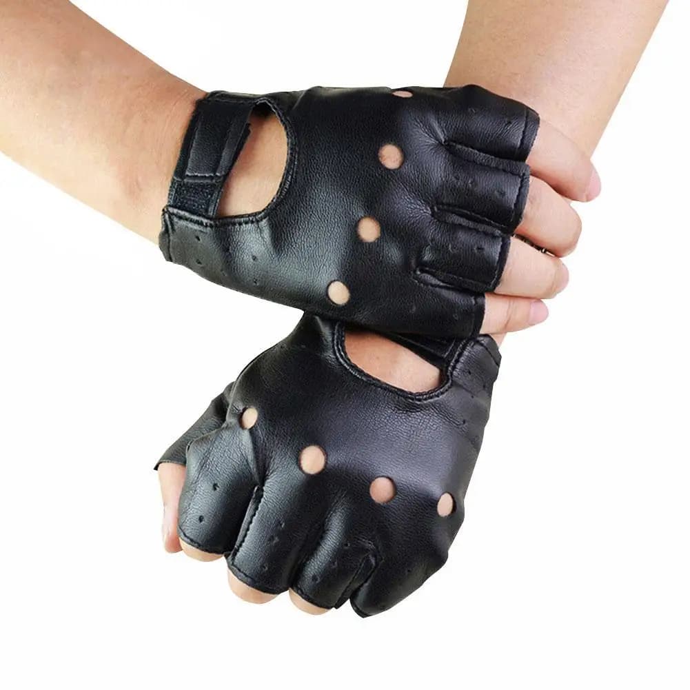 Guanti in pelle senza dita, mezze dita, protezione per le mani, stile Hip-Hop, per guida, moto, arrampicata e equitazione all'aperto