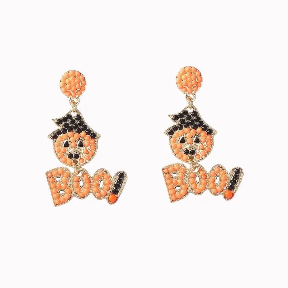 Orecchini di Halloween con strass creativi Teschio Fantasma Zucca Orecchini a bottone Ciondolo Trucco Ragno Orecchini pendenti Hipster