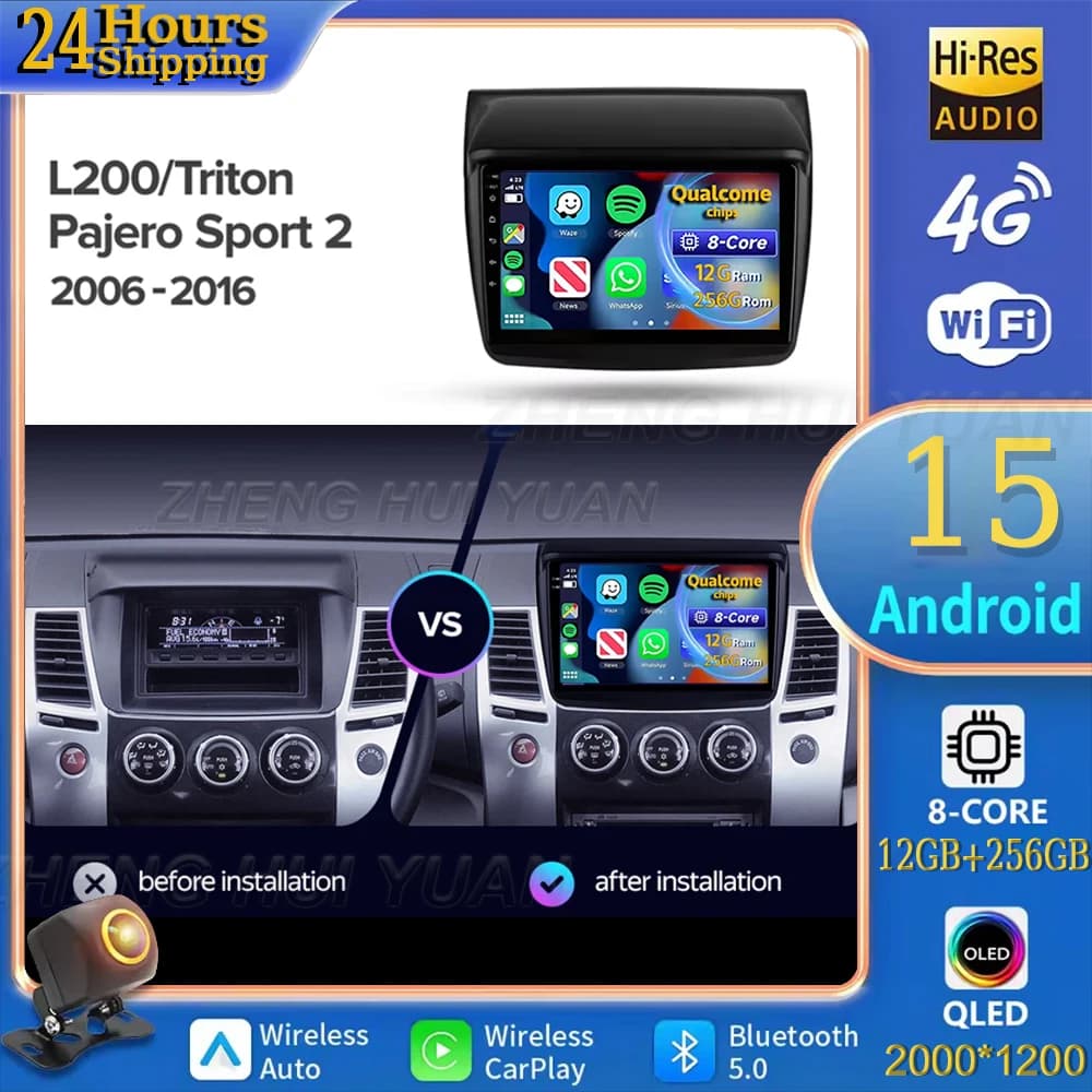 Android 15 4G For Mitsubishi Pajero Sport 2 2008 - 2016 L200 4 2006 - 2015 Triton 2006 - 2014 Car Radio Multimedia Video Player
