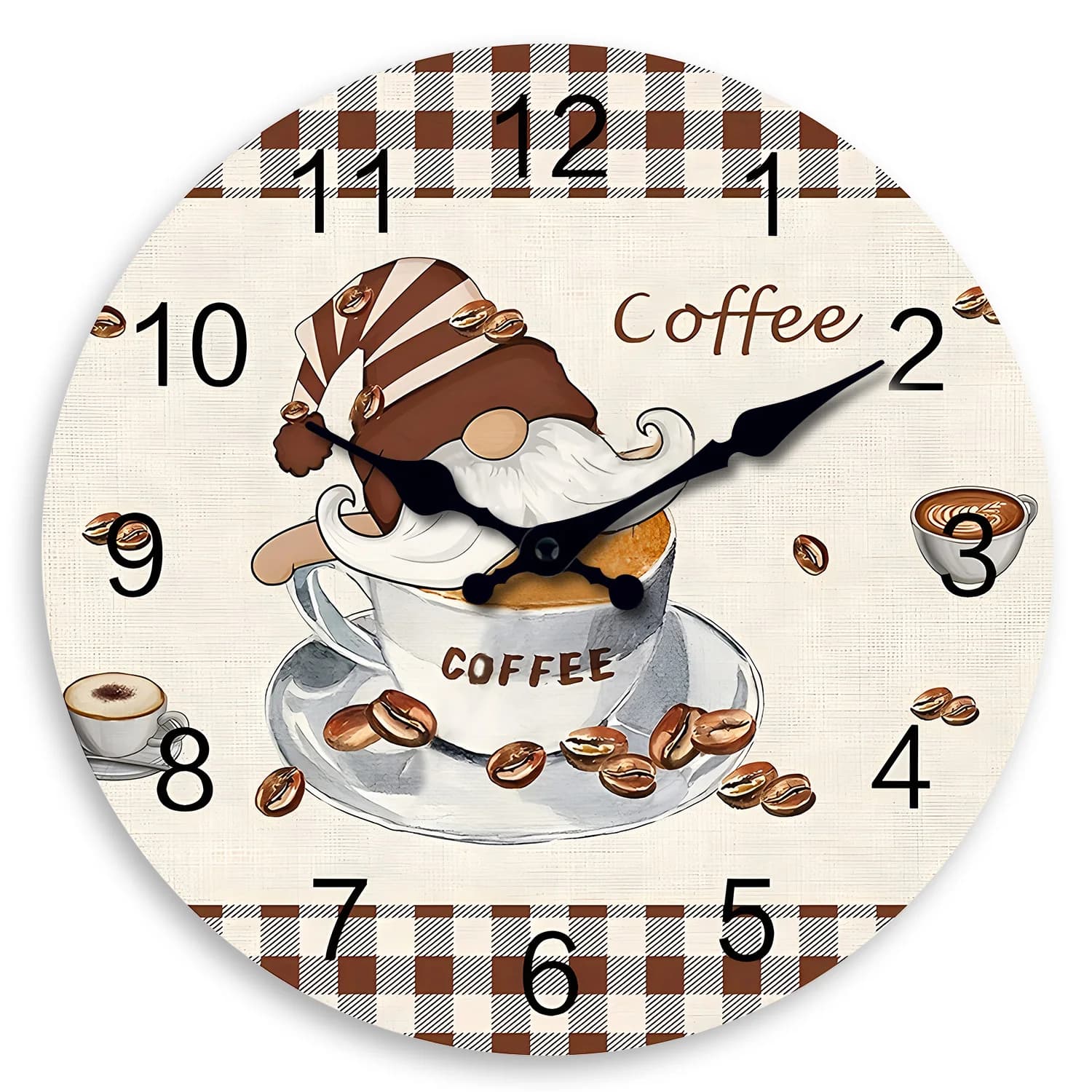 European Style Hat Nana Coffee Cup Wooden Wall Clock Living Room Bedroom Kitchen Home Decoration Wall clock Silent quartz watch Party gift 10 inch 12 inch 14 inch 16 inch (without batteries)