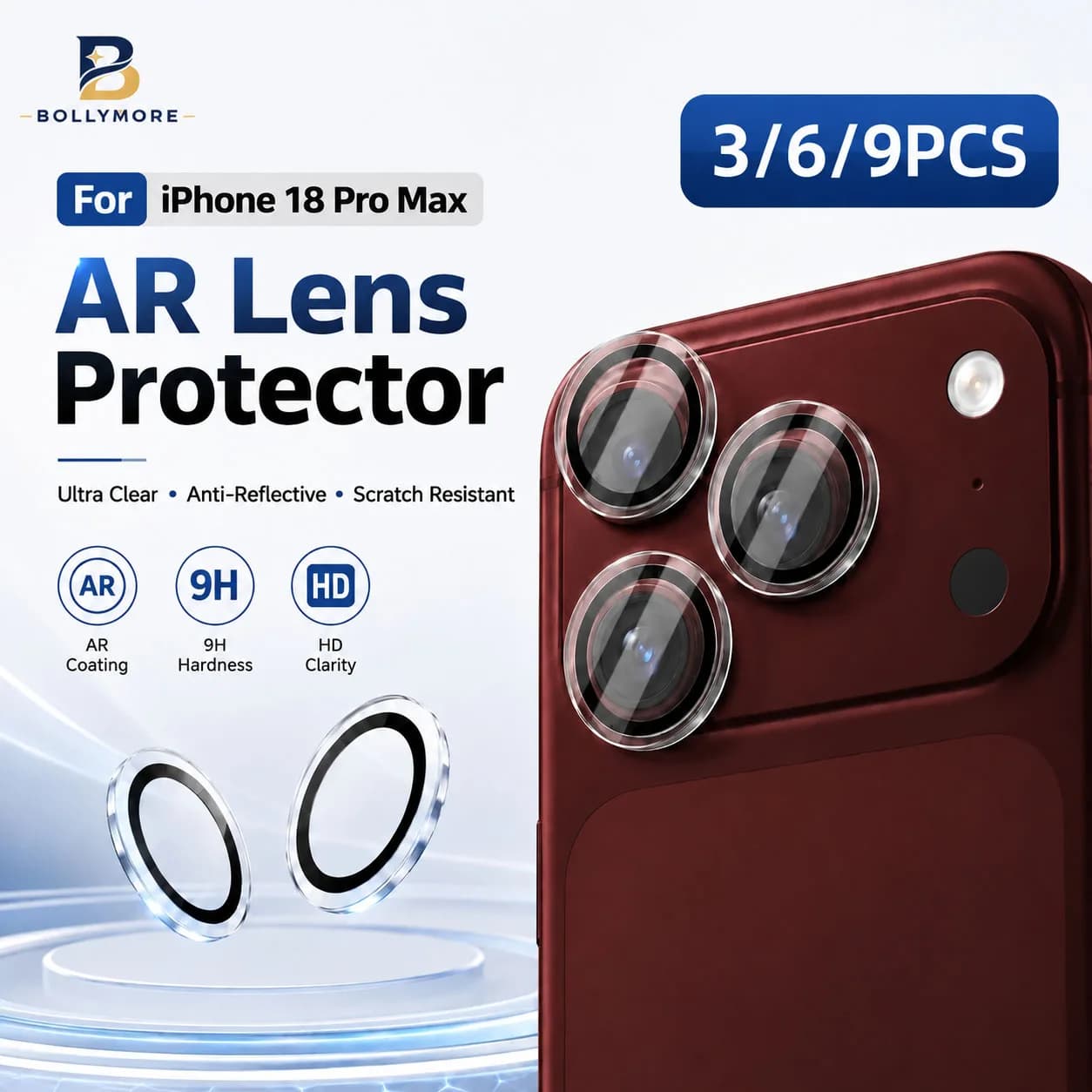 3/6/9Pcs Camera Protectors For IPhone 18 17 Pro Max 16 15 14 13 12 11 Plus Pro Max 17Air 18 Fold Camera Lens Tempered Glass