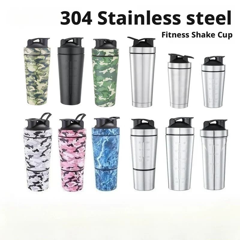 Stainless Steel Protein Powder shaker with leak proof ball scale for fitness gym sports whey bottles water cup