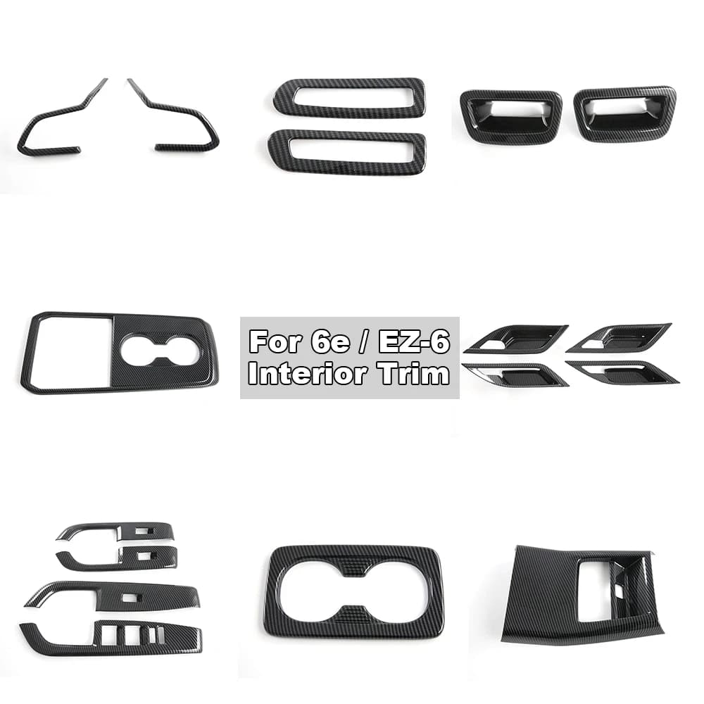 Wall decals for inner lining of the central console panel with carbon fiber pattern for car accessories Mazda 6e EZ-6 2025 2026