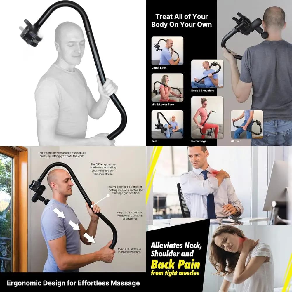 Universal support for back massager and hard to reach areas - Black