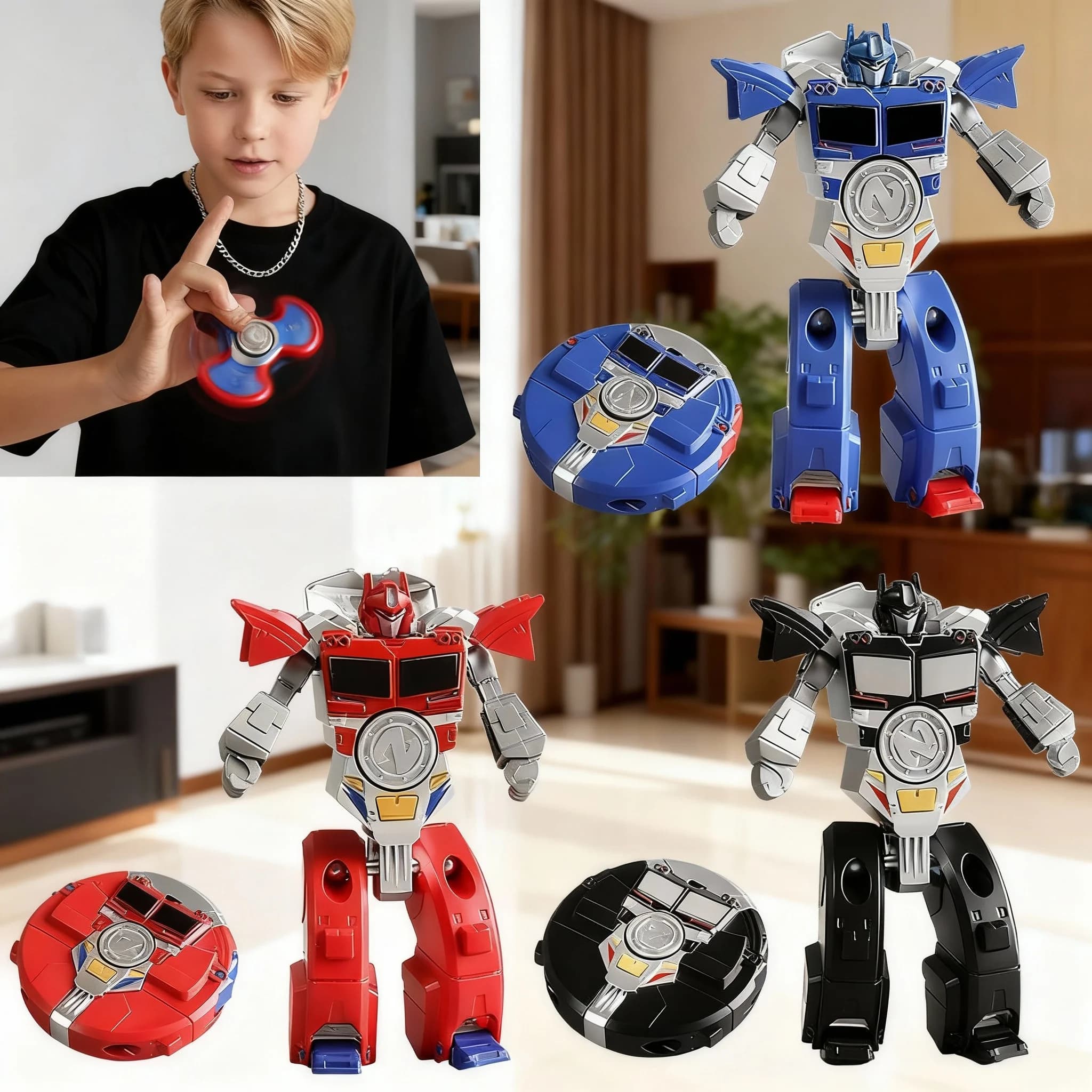 Giocattoli Creativi Antistress Spinner Robot Trasformabile Fidget Spinner per Adulti Giocattoli Sensoriali per Bambini Regalo 1 Pezzo