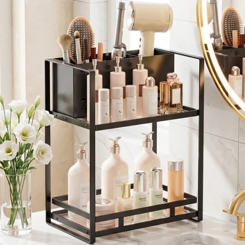 Multifunctional shelf for Haircare, Haircare Tool Holder, Makeup Brush Holder, Hair Care Products Shelf