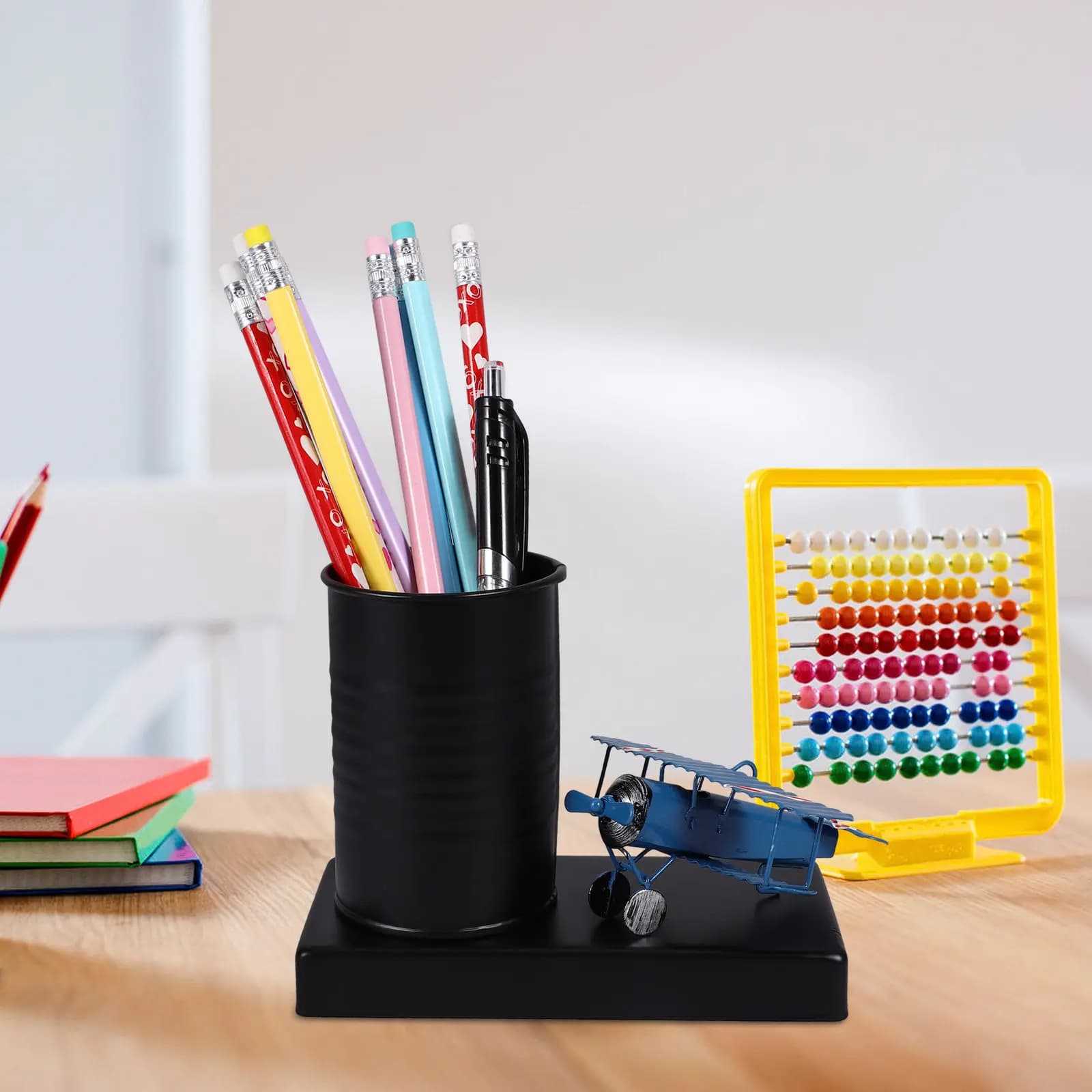 1pc Airplane Pen Holder Iron Desk Organizer For Pens Pencils Makeup Brushes Stationery Storage Cup Pencil Container