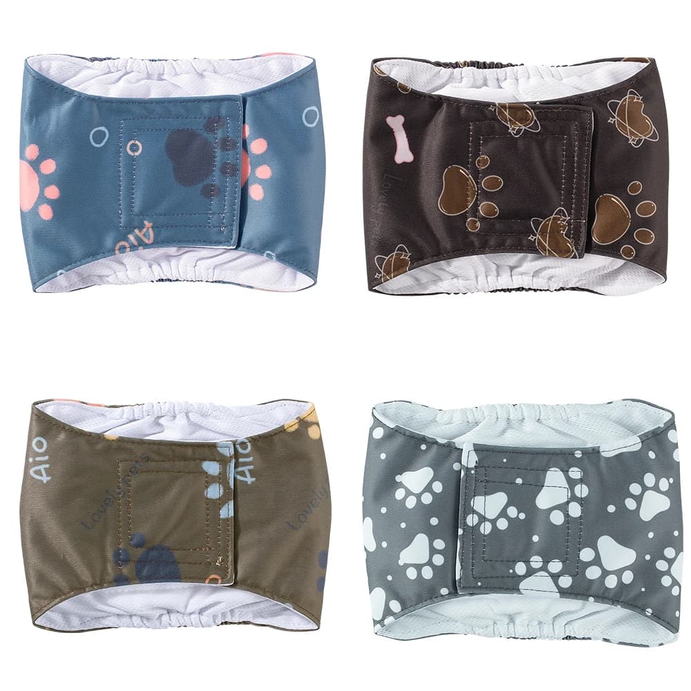 BIAI 2PCS Durevole Lavabile Maschio Cane Pannolini Avvolge Pet Boy Cane Pannolini di Stoffa Riutilizzabili Pet Doggy Biancheria Intima Pantaloni per Cane Maschio Guinzaglio