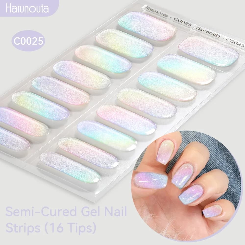 Gradiente Auroras Strisce per unghie in gel semipurato Sparkly Shinning Adesivi per smalto gel fai-da-te per unghie Funziona con lampade per unghie UV/LED