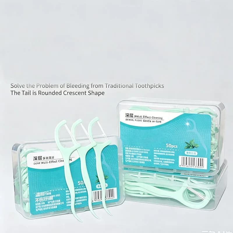 50/100pcs Portable Disposable Dental Floss Plastic Toothpick High-tension Dental Floss Stick Dental Floss Box Oral Care