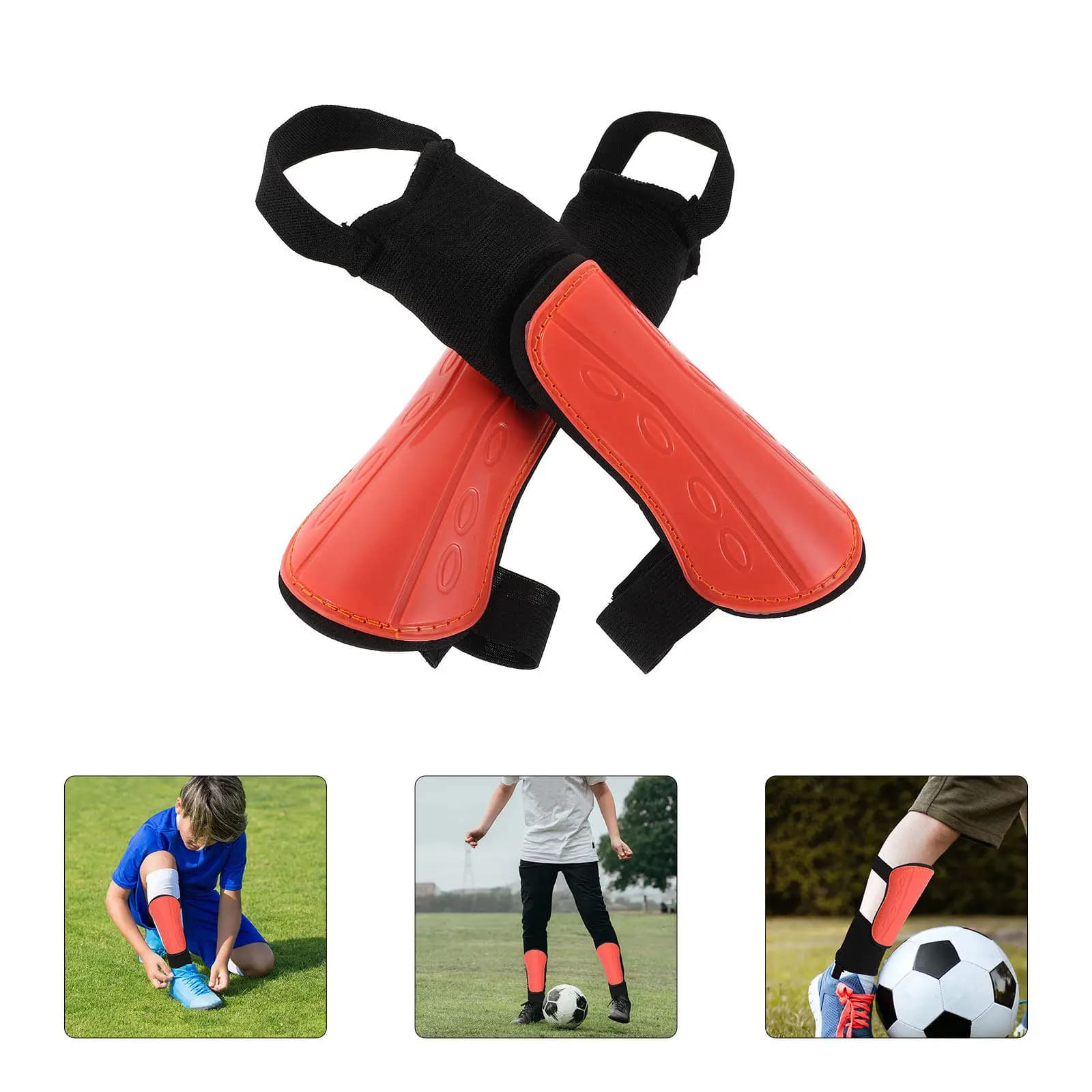 2 Pieces Football Parastins with Cable Support, Lightweight, EVA, Anti-injury Protection for Young Calcitors