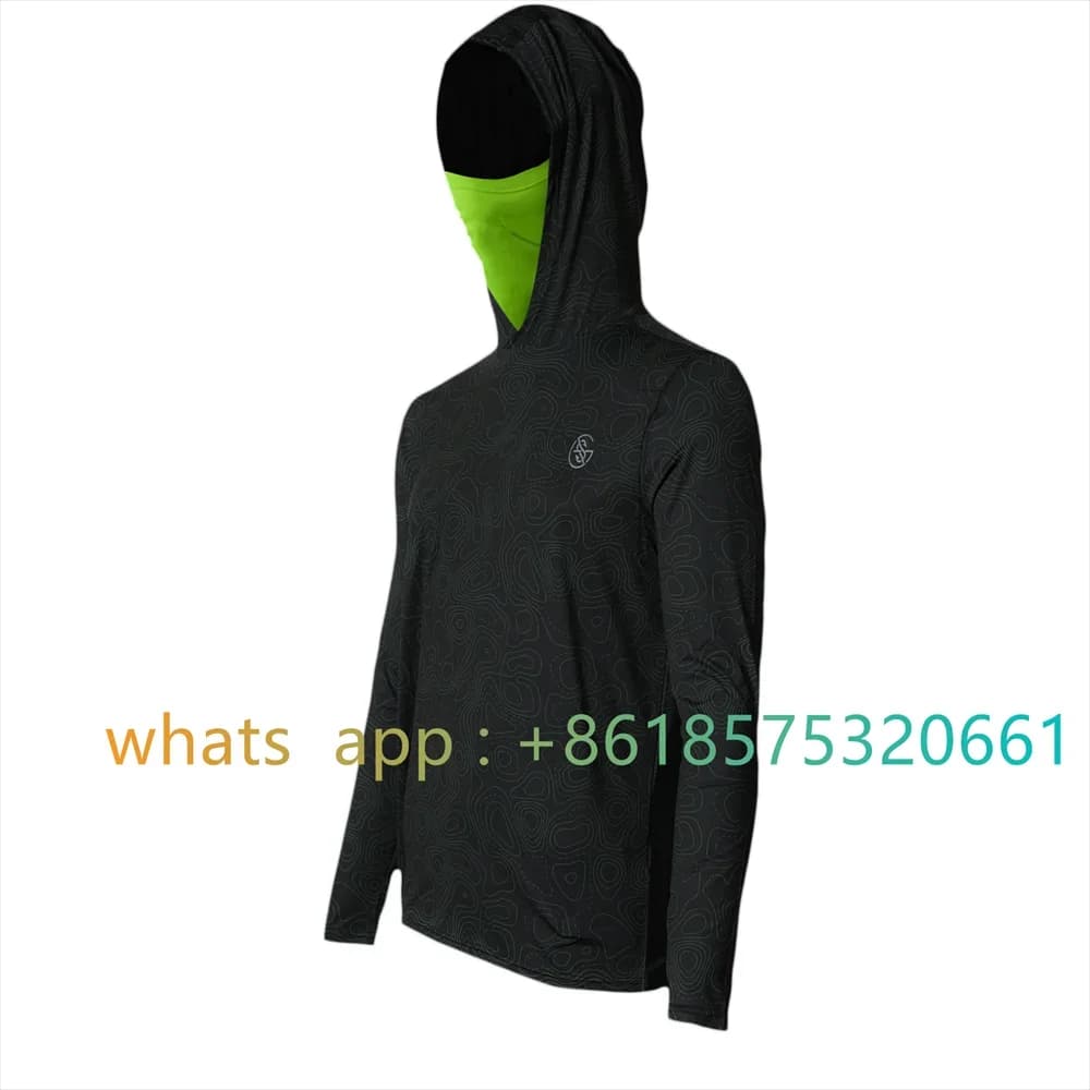 GOOGAN SQUAD Felpa con cappuccio da uomo con maschera Manica lunga Performance Abbigliamento da pesca Protezione solare ad asciugatura rapida Pesca Camisa De Pesca