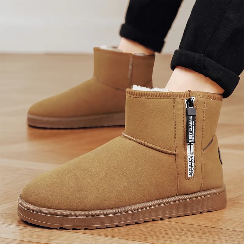 Stivali invernali da uomo marroni Stivali da neve caldi in peluche da esterno Stivaletti in pelliccia da uomo per donna Slip On Scarpe di cotone botas masculino