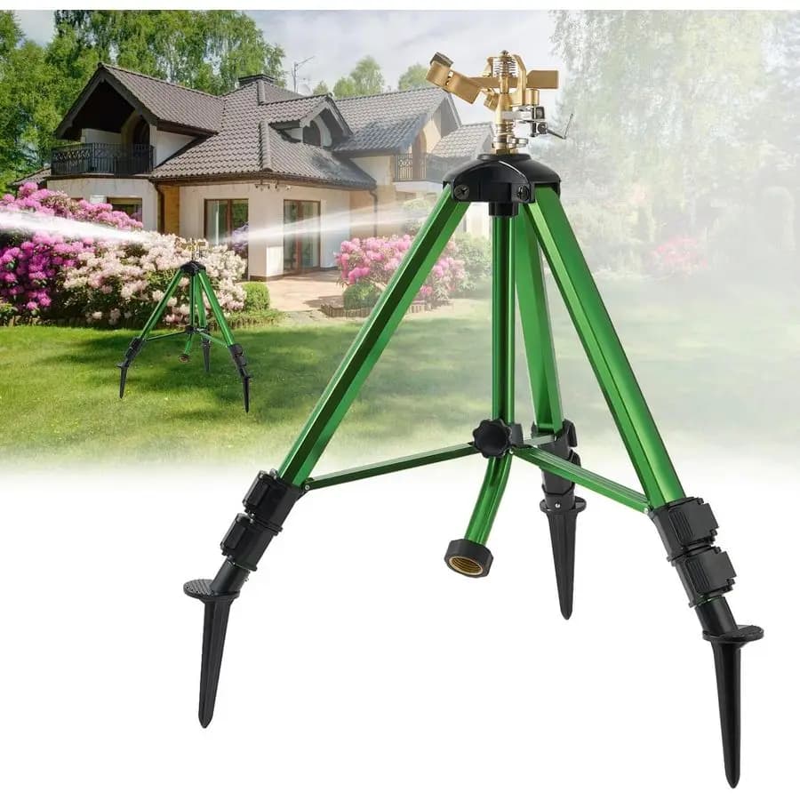 Garden sprinklers, Impact sprinkler on Treppiede base, Resistant Brass sprinklers, 360 degree irrigation for Large Areas, 3/4 Pollice connection