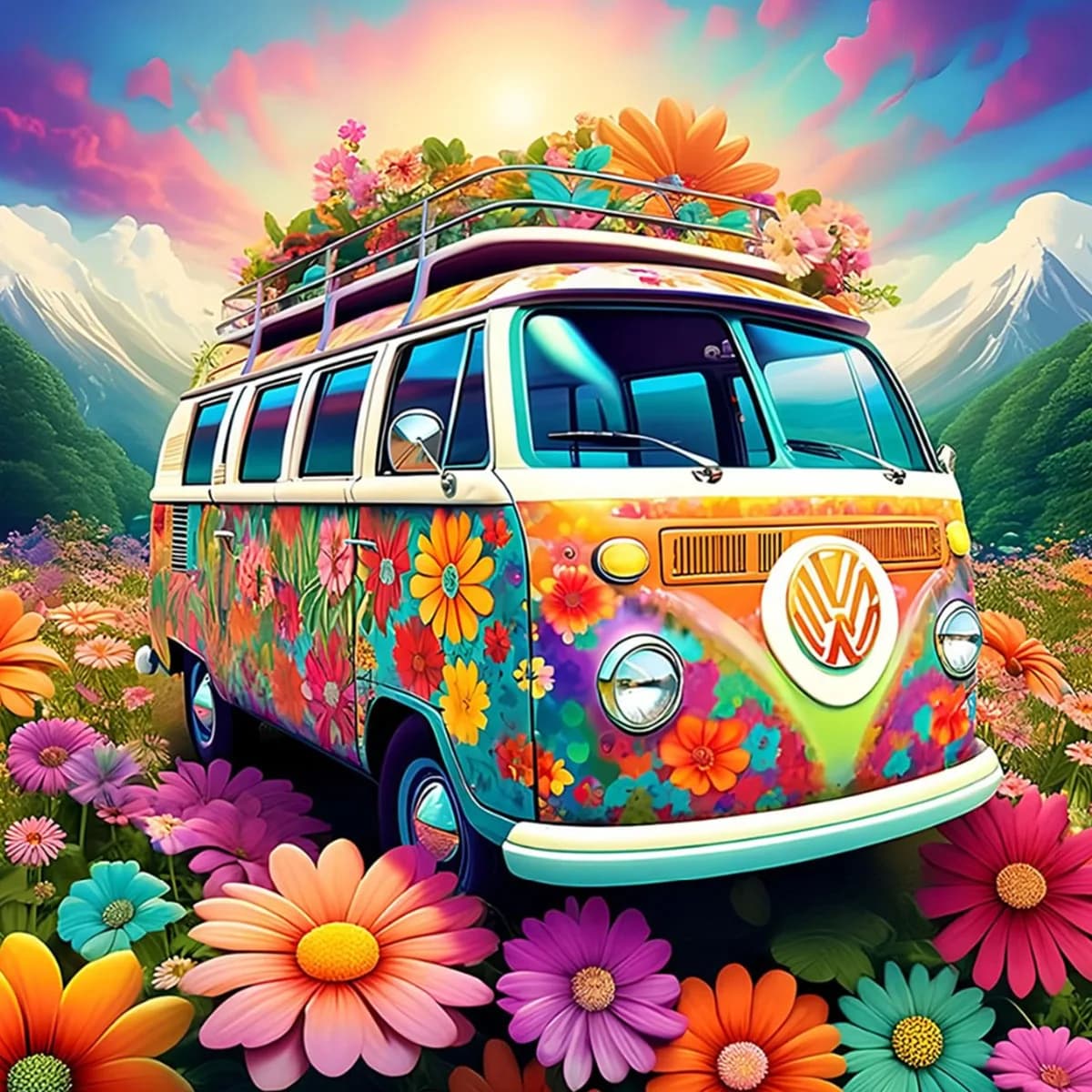 Bus Train Pattern Diamond Painting Set, DIY Adult Full Diamond Home Decoration Painting Set, Adult Frameless Crafts