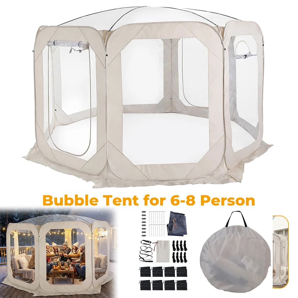 Tenda Igloo Portatile da Giardino 12x7FT per 6-8 Persone con Copertura Antipioggia e Borsa per il Trasporto, Ideale per Campeggio Familiare, Feste in Giardino e Osservazione delle Stelle