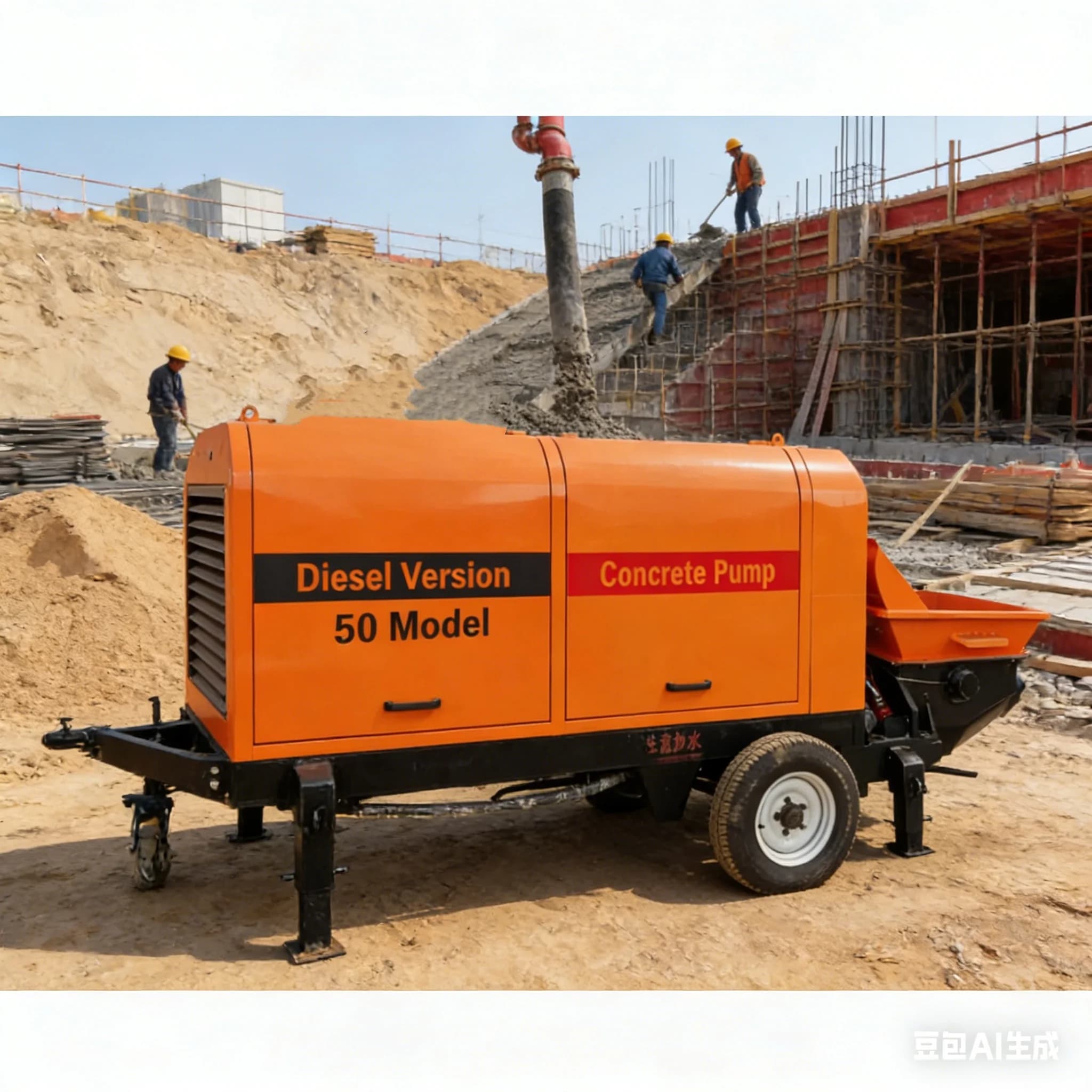 Low Price Diesel Engine Concrete Pump, Customizable, 51m/h, Fully Hydraulic System, for Fundamental Engineering and Tunnel