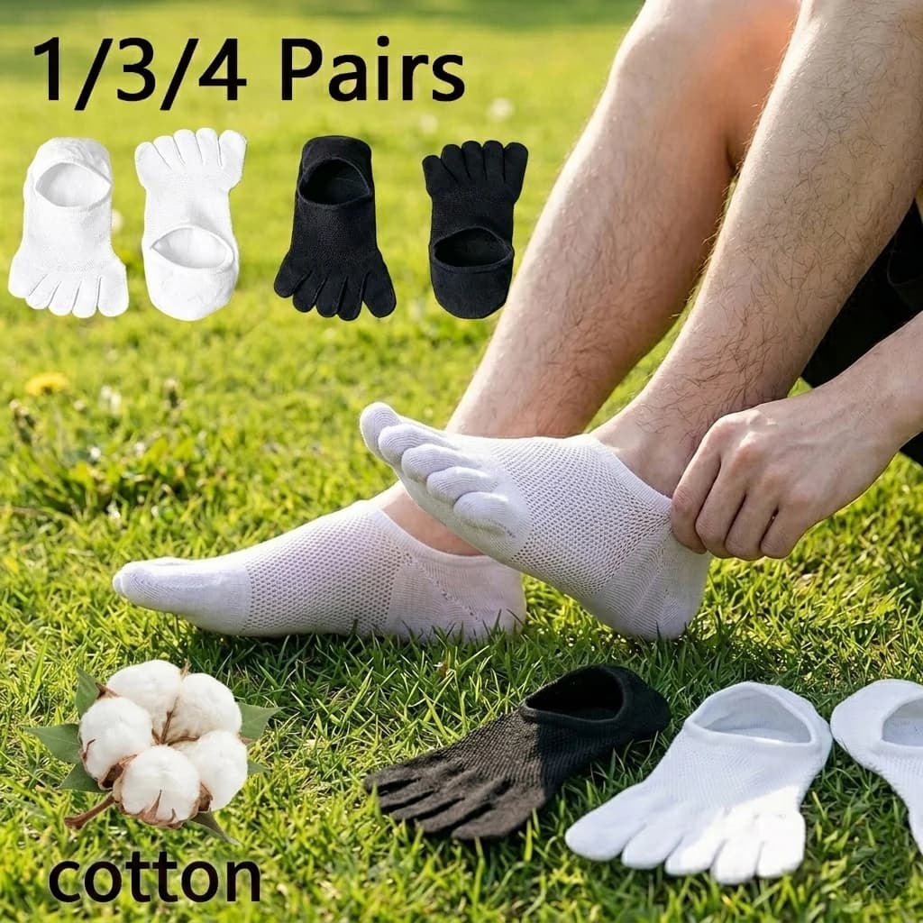 1/3/4 paia, calzini unisex in cotone a cinque dita, calzini traspiranti in rete con punta divisa, calzini invisibili antiscivolo per lo sport