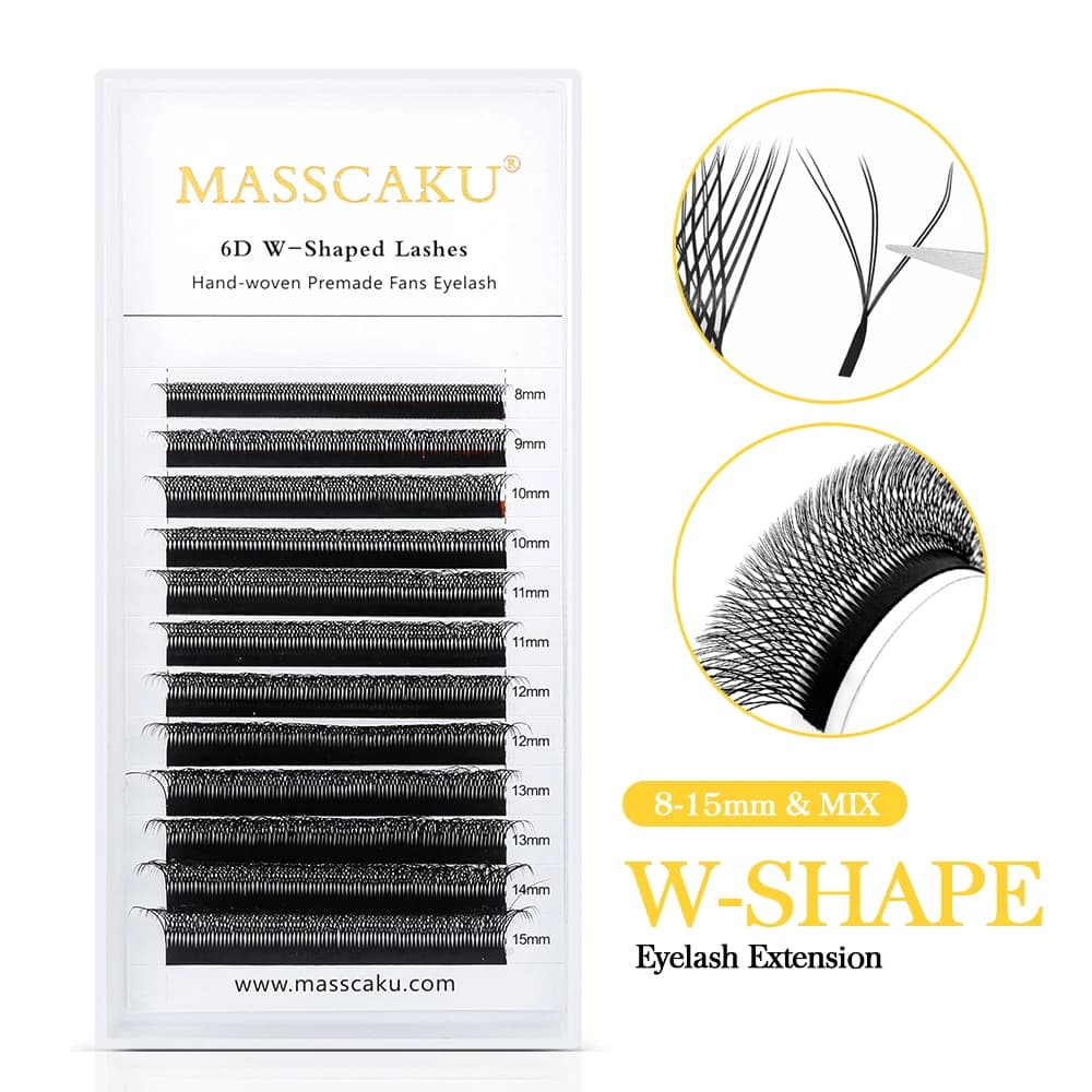 MASSCAKU 6D W Forma Finto Russo All'ingrosso 3D/4D/5D Premade Volume Facile Faning Ciglia Cluster Professionale Faux Visone Lash