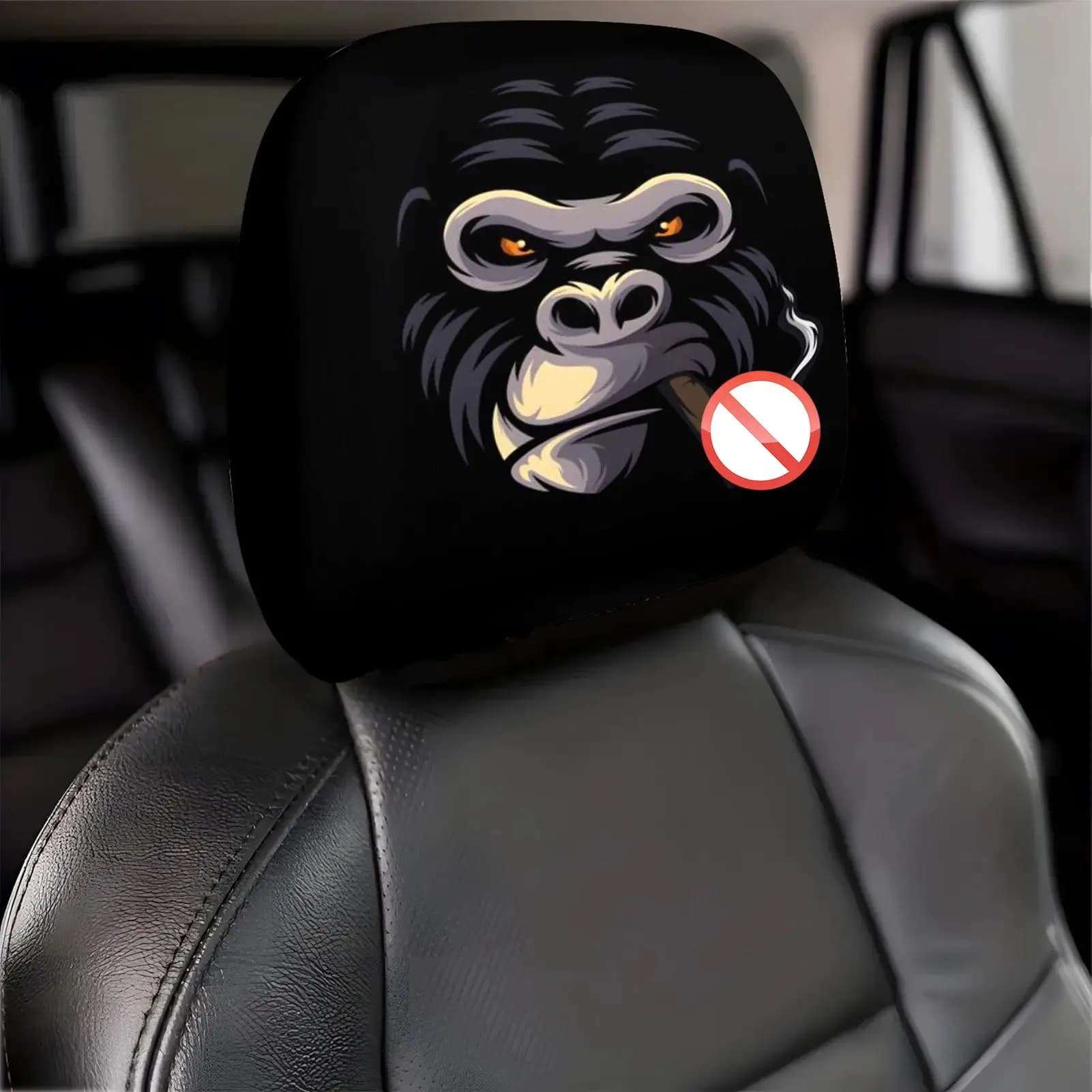 Headrest Covers 2 pcs cute ice silk funny cartoon headrest cover for car protection for automotive seats for vehicle truck sedan suv