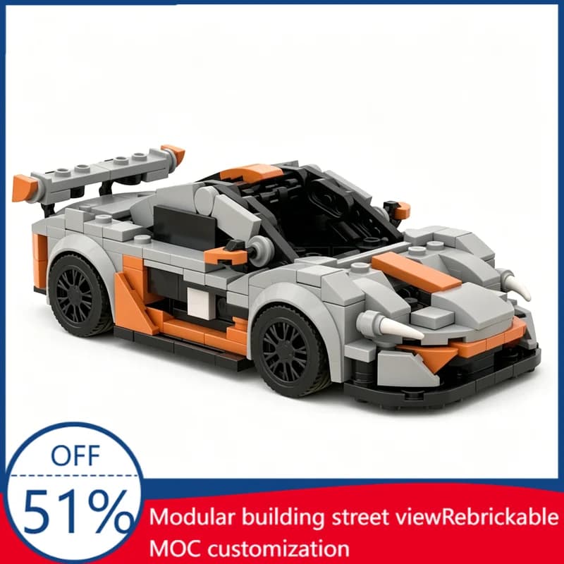 331Pcs Customize P1 GTR Grey Orange Sports Car Custom Building Blocks Model Educational Assembly Toy Collectors Festival Gifts