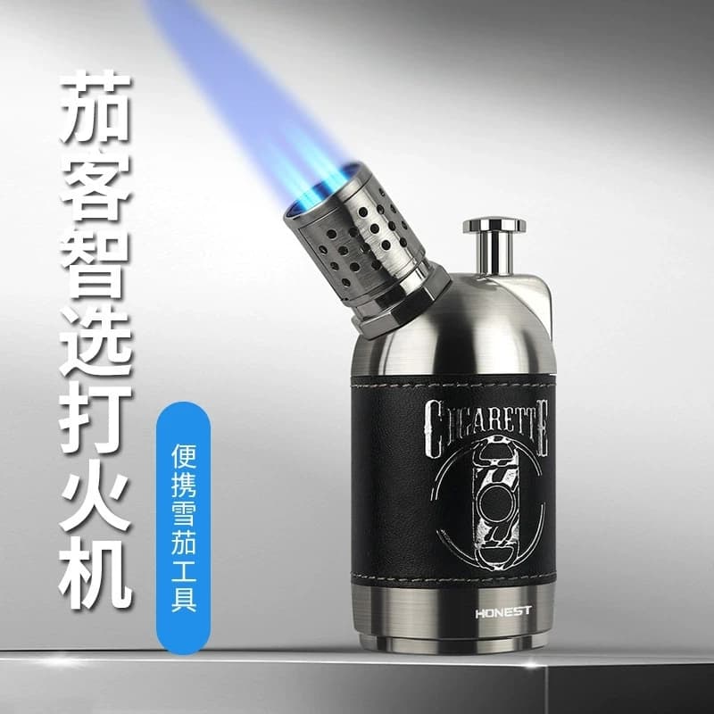 HONEST Windproof Jet Lighter, Butane Torch for Cigar/BBQ with Large Gas Chamber, Refillable Tabletop Blowtorch Gift