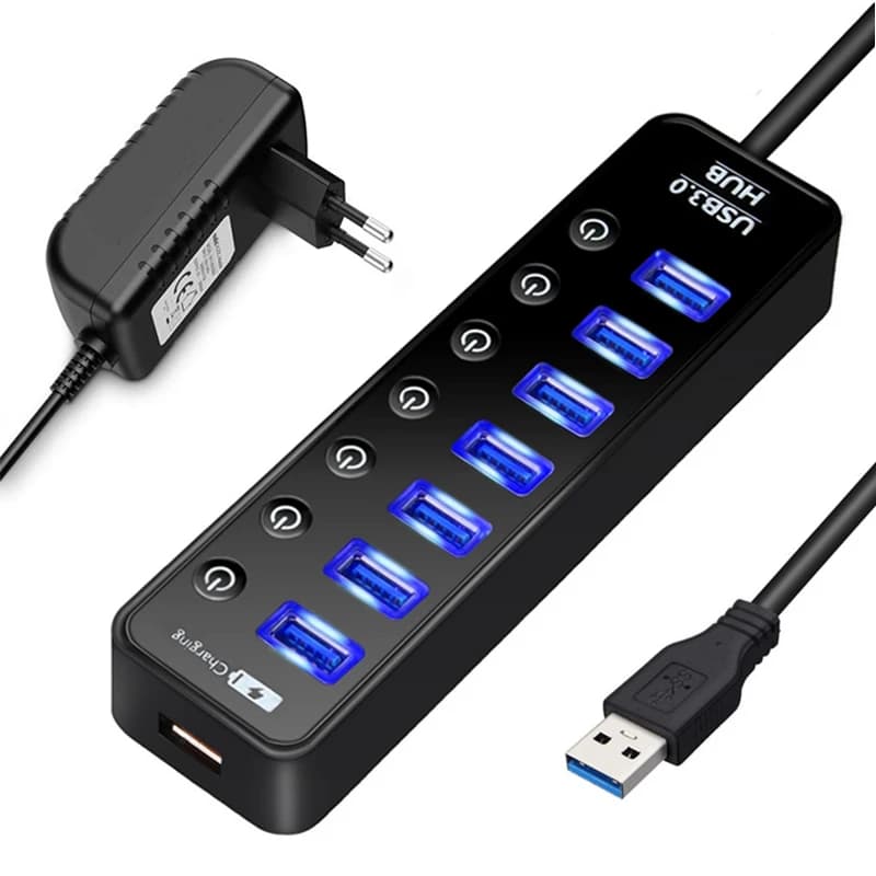 USB 3.0 HUB Multi 5Gbps Ad alta velocità 7 + 1 Adattatore Porta di ricarica per telefono cellulare Splitter USB per adattatore per laptop Accessori per computer