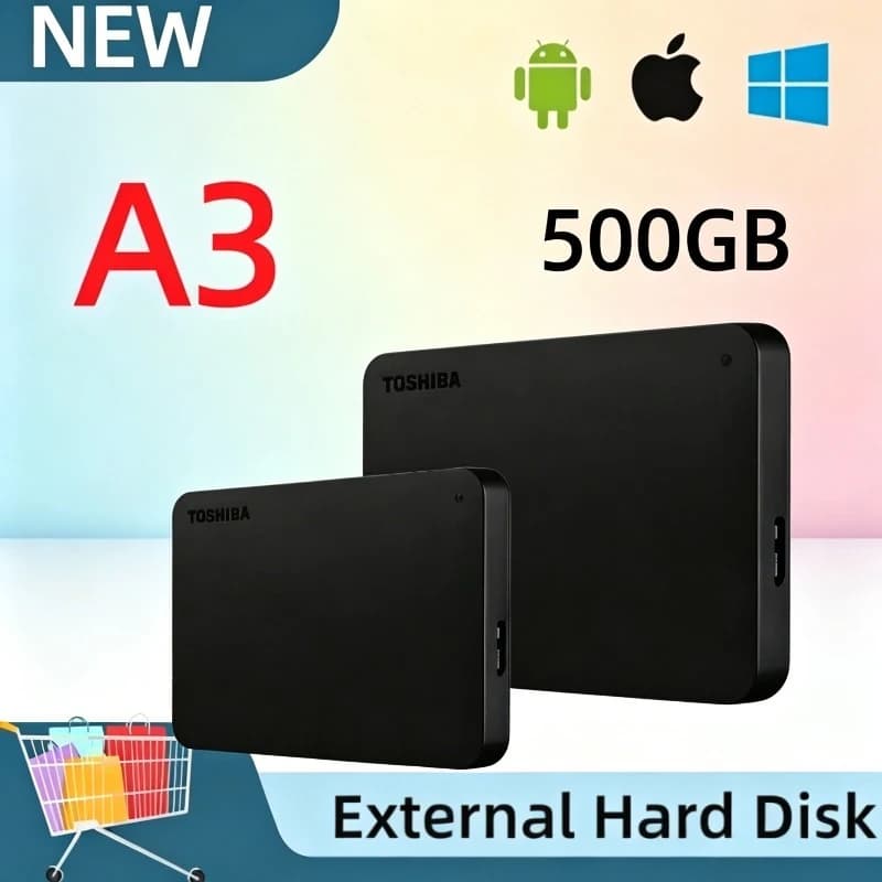 NEW For Toshiba Canvio Basics A3 Portable HDD USB3.0 Black High Speed External Hard Disk 500GB 1TB In Stock