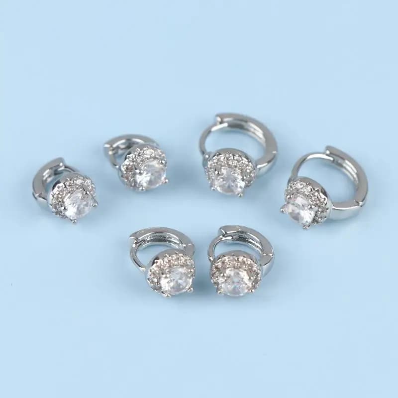 Silver Plated Cubic Zirconia Small Hoop Earrings Sparkling Hypoallergenic Jewelry for Women Party Daily Outfits