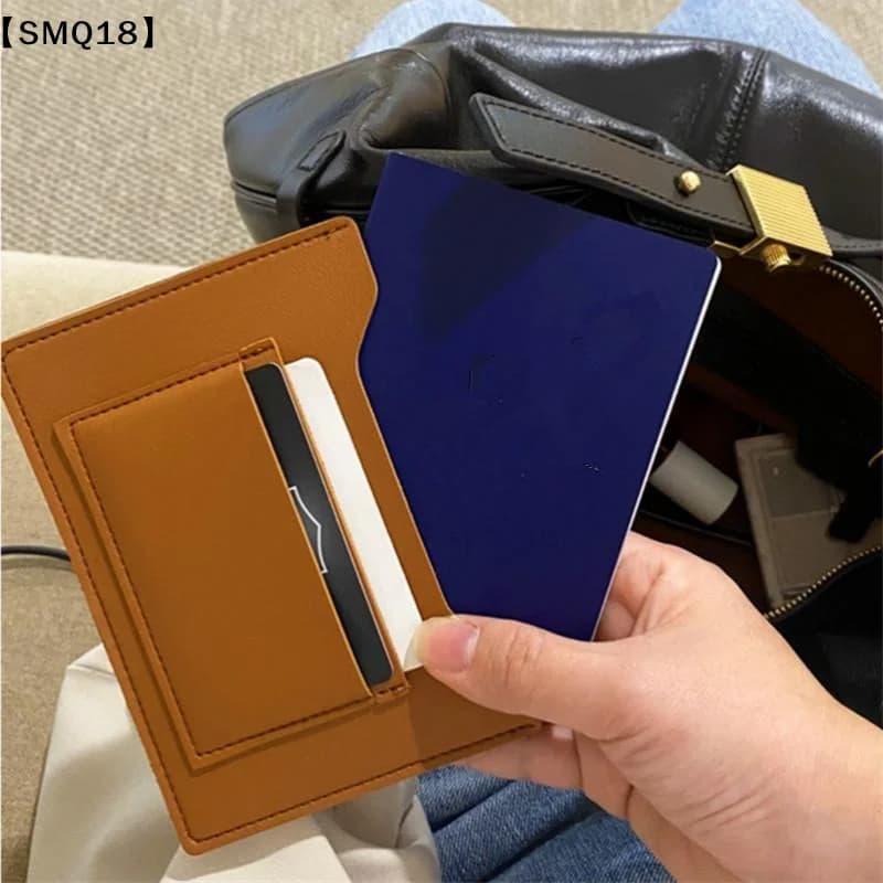 Simple Solid Color Passport Cover Multifunctional PU Leather Card Holder Passport Clip Airplane Check-in Ticket Folder【SMQ】