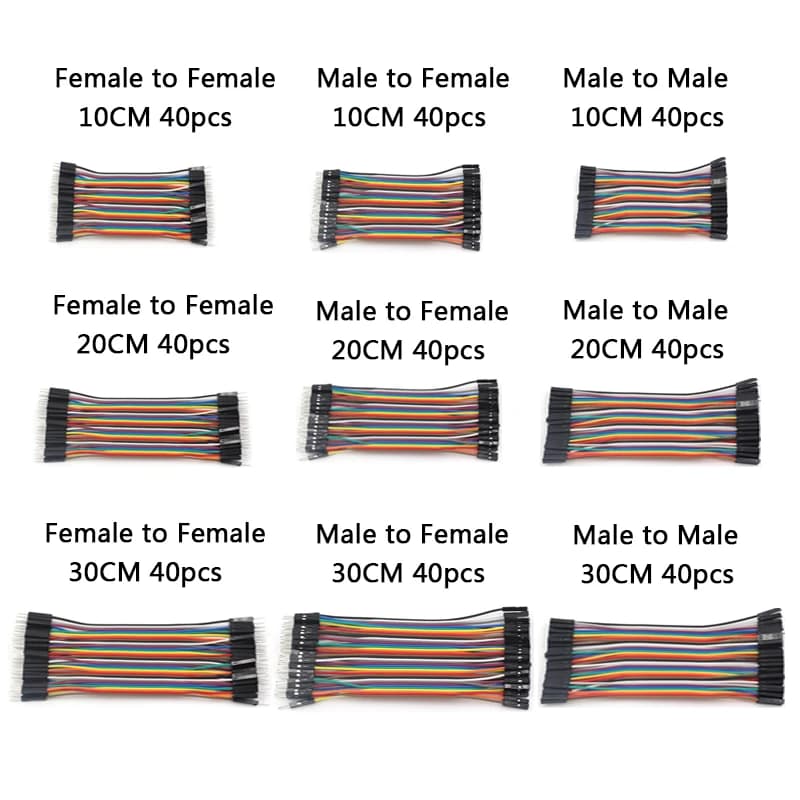 Dupont Line 10 cm 20 30 CM Male to Male + Female to Male + Female to Female Jumper Wire Dupont Connector cable KIT FAI to TE