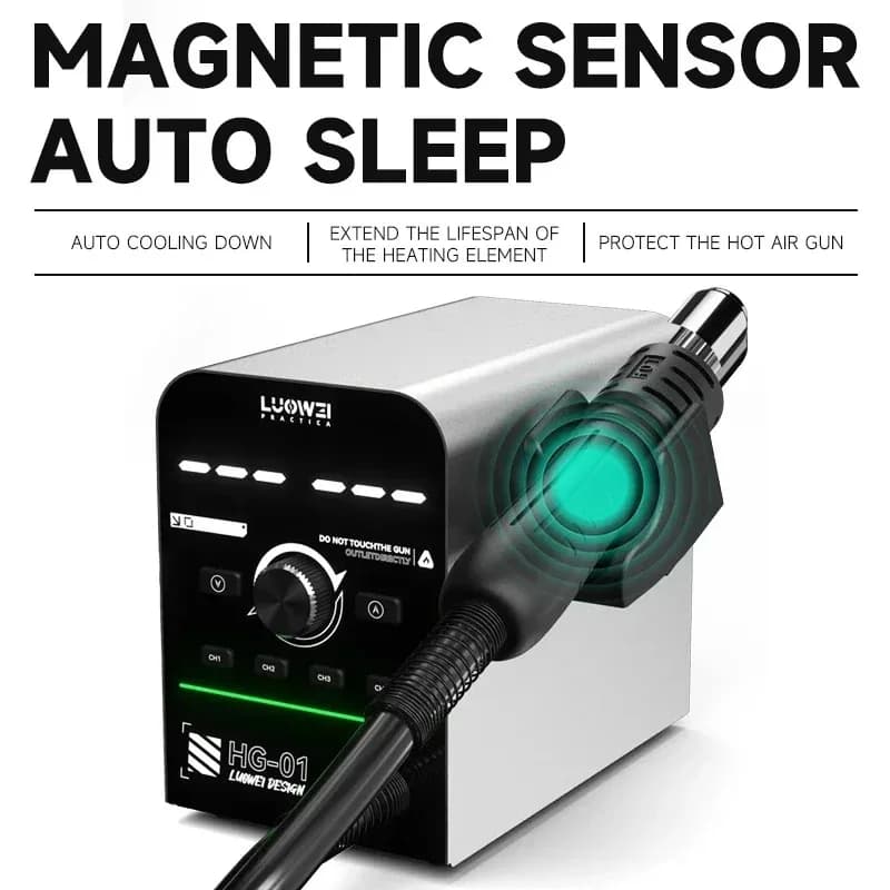 LW-HG01 Pistola termica intelligente 800W Controllo preciso della temperatura con sensore magnetico per riparazioni elettroniche Saldatura Involucro termoretraibile