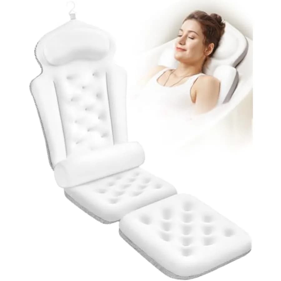 Cuscino da Bagno Integrale per Vasca, Tappetino Spesso con Supporto per Collo, Schiena e Zona Lombare - Accessori Lusso per Bagno e Spa
