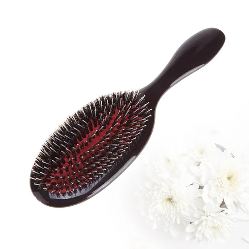 Pettine in setole naturali antistatico per massaggio del cuoio capelluto, ideale per asciugatura con phon, stiratura e styling di capelli corti, medi e lunghi, ergonomico