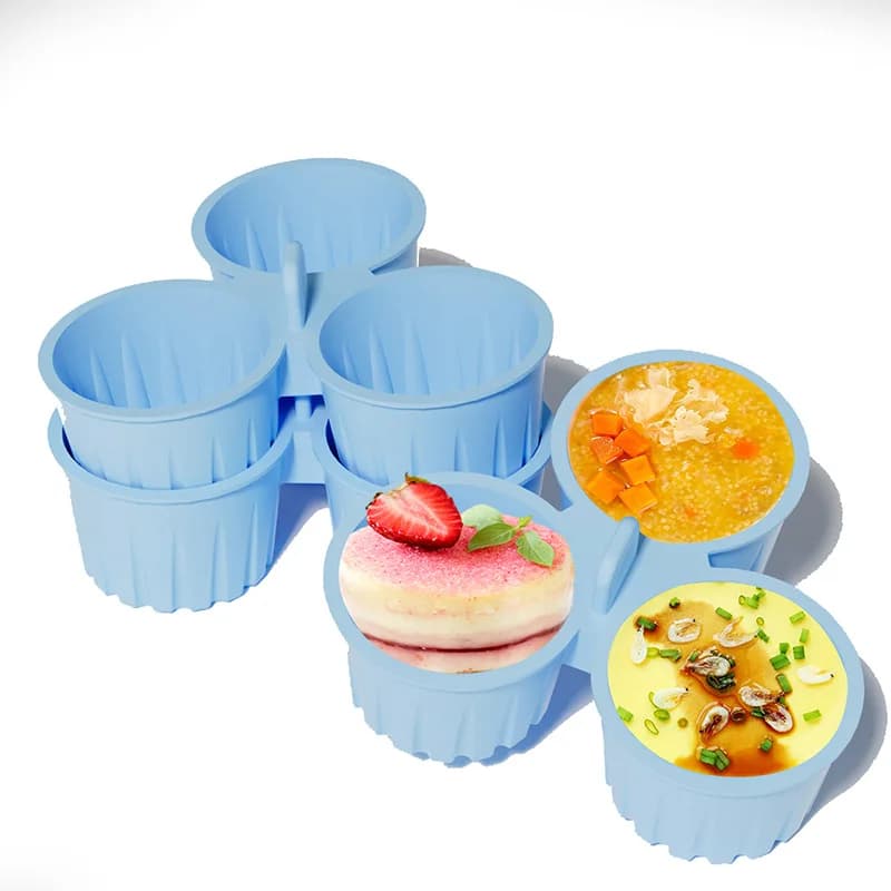 Tazza da forno per friggitrice ad aria in silicone a tre griglie Facile da pulire Stampo per teglia da forno in silicone per artefatto bollente per uova multifunzionale