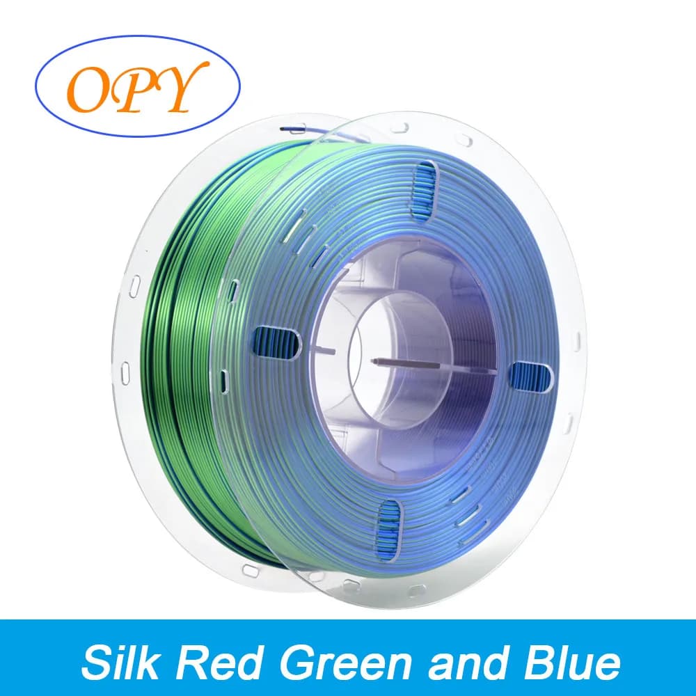 Filamento Opy Silk PLA Arcobaleno 1.75 mm Materiale per Stampa 3D 1Kg 10M 100G Campione Oro Argento Rame Caramella Macaron Tricolore