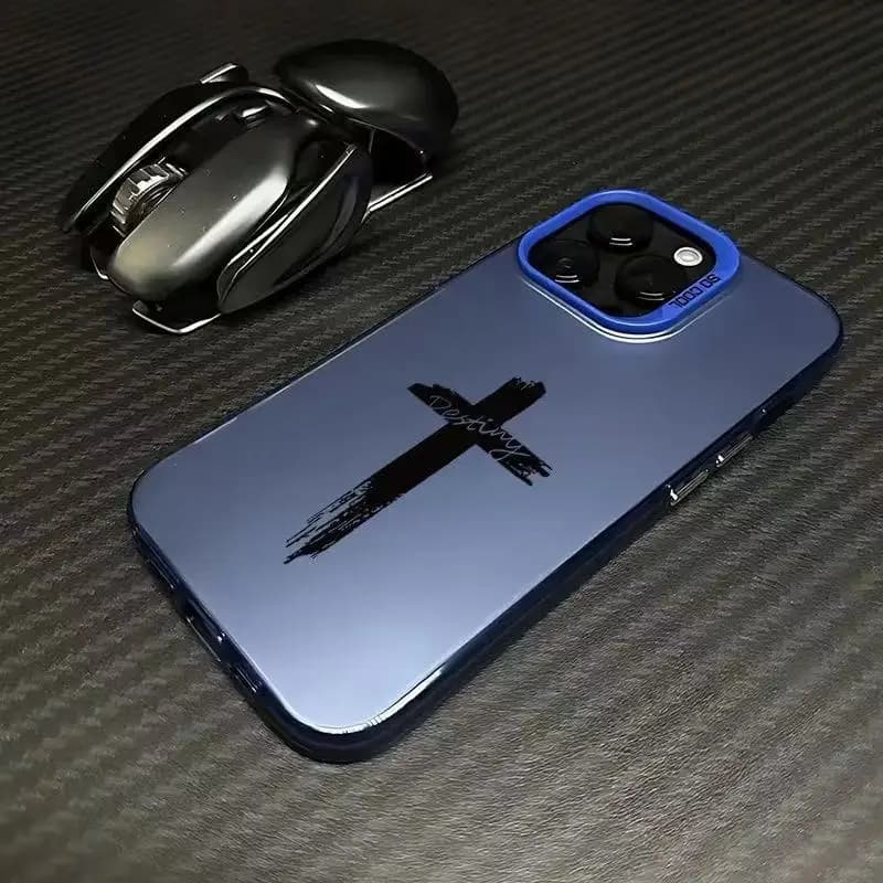 Custodia Vintage Cross Faith per iPhone 17 Air 16 15 14 11 Pro 13 12 Mini Xs XR 8 7, Cover Rigida Opaca Antiurto con Bumper Laser
