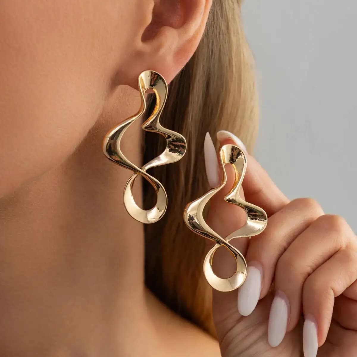 Ingemark Nuovi Orecchini Pendenti Irregolari in Metallo Lucido alla Moda, Eleganti Orecchini Geometrici Cavi per Donna, Gioielli Regalo