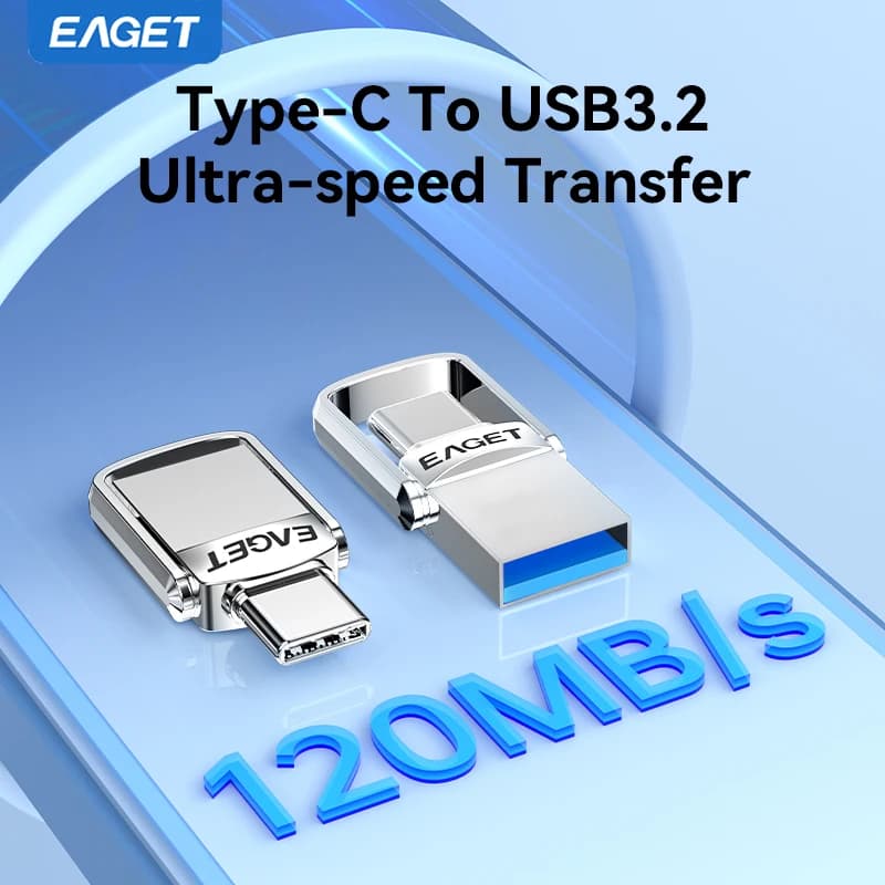 Eaget USB 3.2 Flash Drive 2 in 1 Mini USB e Pen Drive di tipo C 32GB 64GB 128GB Pendrive Memory Stick Flash Disk per telefono PC