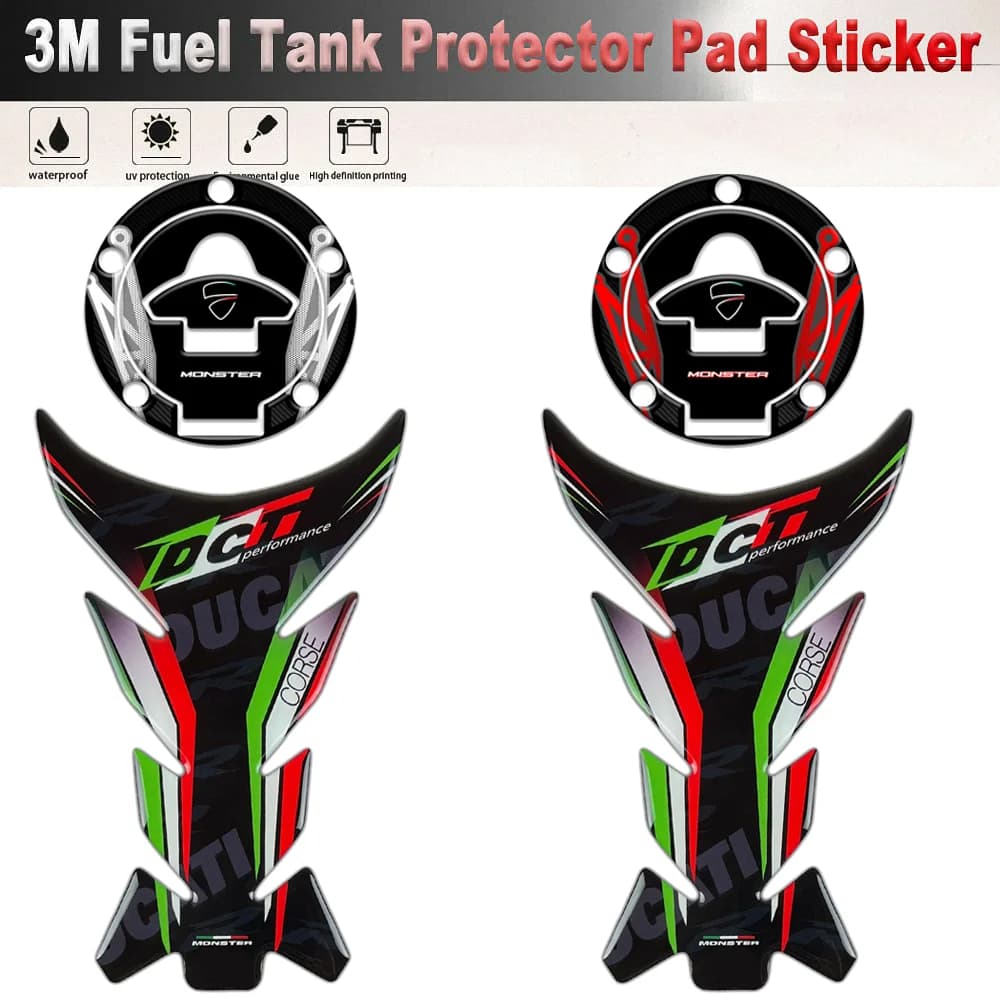 For Ducati Monster 3M Tank Pad Sticker Motorcycle Accessories Protector Covers Parts Decal S2R 1200 950 937 900 821 800 797 2021