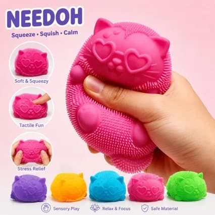 1pc Best-selling Meele Cat Comfort Ball Cross-border Cute Cat Shape Stress Relief Toy