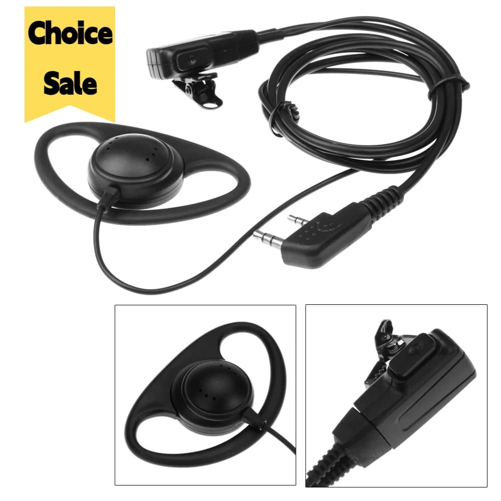 Auricolare a 2 Pin con Microfono e PTT per Radio Baofeng, Kenwood, Puxing, TYT - Accessori Radio